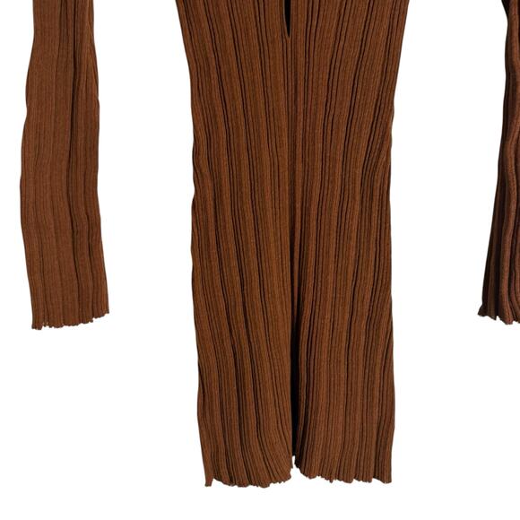 L*Space Wailea Brown Ribbed Long Sleeve O-Ring Beach Coverup Mini Dress Size S - Picture 7 of 11